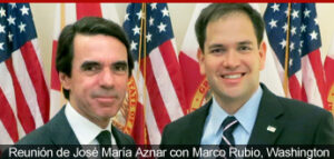 José María Aznar y Marco Rubio, senador republicano del Tea Party