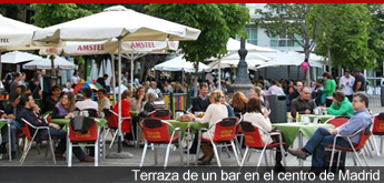 Terraza de un bar en el centro de Madrid