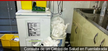 Condiciones higiénicas de una consulta de un Centro de Salud de Fuenlabrada en Madrid