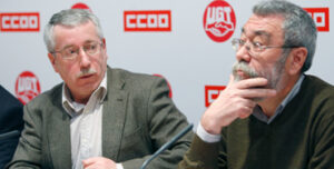 Ignacio Fernádez Toxo y Cándido Méndez, secretarios generales de CCOO y UGT respectivamente