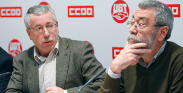 Ignacio Fernández Toxo y Cándido Méndez, secretarios generales de CCOO y UGT respectivamente