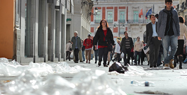 Basura acumulada en las calles de Madrid