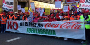 Manifestación de los trabajadores de la planta de Coca-Cola de Fuenlabrada