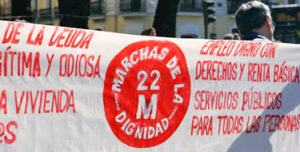 Pancarta de las Marchas por la Dignidad del 22M Foto: Jaime Pozas