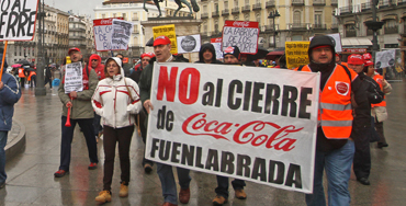 Manifestación de trabajadores de Coca-Cola