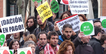 Manifestantes de la PAH, fotografía de Raúl Fernández