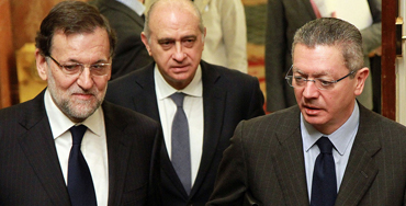 Mariano Rajoy junto a Jorge Fernández Díaz y Alberto Ruiz-Gallardón