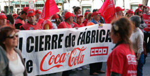 Manifestación de extrabajadores de la fábrica de Coca-Cola en Fuenlabrada