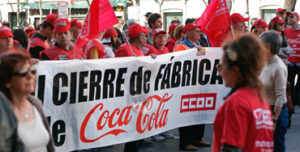 Manifestación de los trabajadores de Coca-Cola