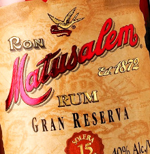 Etiqueta de botella de ron Matusalem