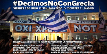 Cartel del acto de apoyo a Greccia