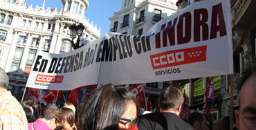 Manifestación en contra del ERE de Indra - Foto: Jaime Pozas