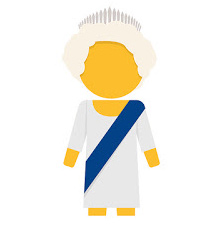 Pegman de Google vestido como la Reina Isabel II