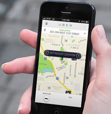 Aplicación de Uber en smartphone