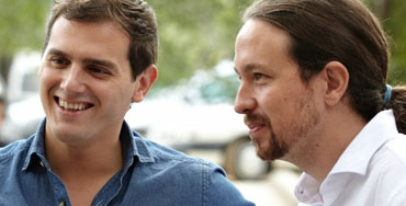 Pablo Iglesias y Albert Rivera durante su cara a cara en Salvados