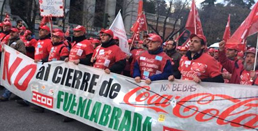 Manifestación de trabajadores de Coca-Cola