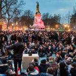 Concentración de Nuit Debout en la plaza de la República de París