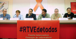 Rueda de prensa de los consejos de informativos y los sindicatos mayoritarios de RTVE