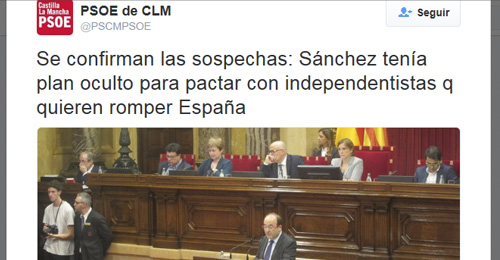 Tweet del PSOE de Castilla-La Mancha
