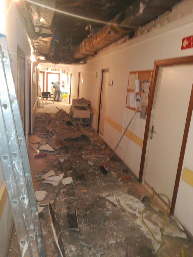 Derrumbe del techo de la planta de Medicina Nuclear del Hospital 12 de Octubre