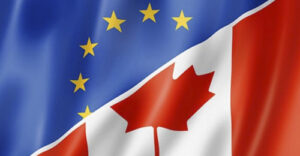 Banderas de la UE y de Canadá
