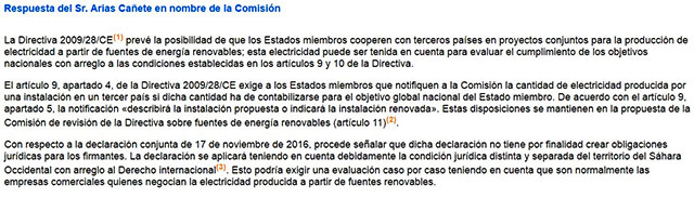 Arias Cañete su escrito