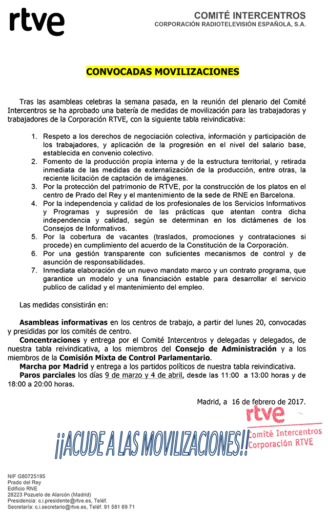 RTVE movilizaciones