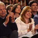Susana Díaz, Felipe Gonzalez y José Luis Rodríguez Zapatero en un acto del PSOE