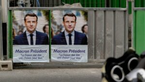 Cartel de Emmanuel Macron, presidente de Francia