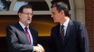 Mariano Rajoy, presidente del Gobierno con Pedro Sánchez, secretario general del PSOE