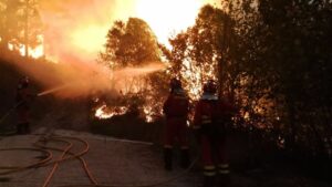 Personal de la UME en un incendio en Asturias.