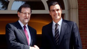 Mariano Rajoy, presidente del Gobierno con Pedro Sánchez, secretario general del PSOE