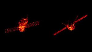 Imágenes radar del laboratorio espacial Tiangong-1 tomadas en marzo cuando la nave estaba a unos 270 km de altura