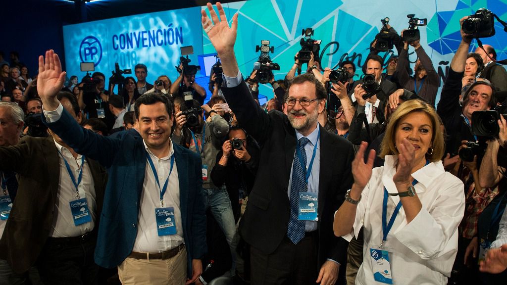 Mariano Rajoy, María Dolores de Cospedal y Juan Manuel Moreno
