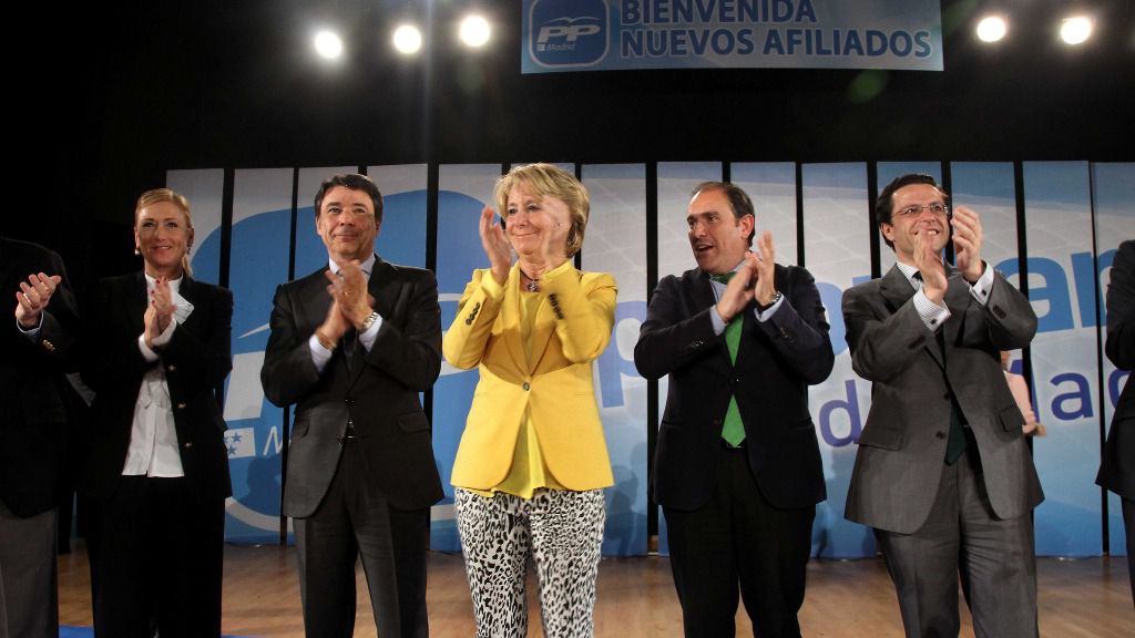 De izquierda a derecha: Cristina Cifuentes, Ignacio González, Esperanza Aguirre, Javier Bello y Javier Fernández-Lasquetty