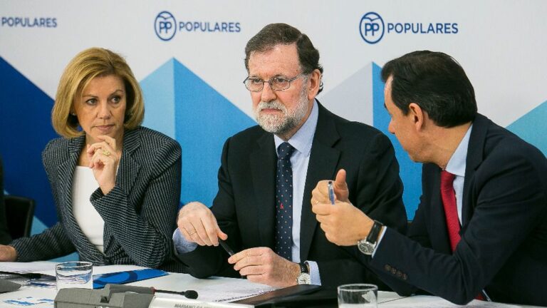 Mariano Rajoy, María Dolores de Cospedal y Fernando Martínez-Maillo