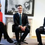 Pedro Sánchez, Angela Merkel y Alexis Tsipras