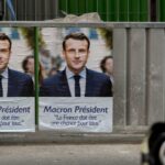 Cartel de Emmanuel Macron, presidente de Francia
