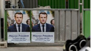 Cartel de Emmanuel Macron, presidente de Francia