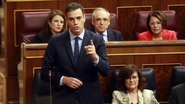 El presidente del Gobierno, Pedro Sánchez, en el Congreso