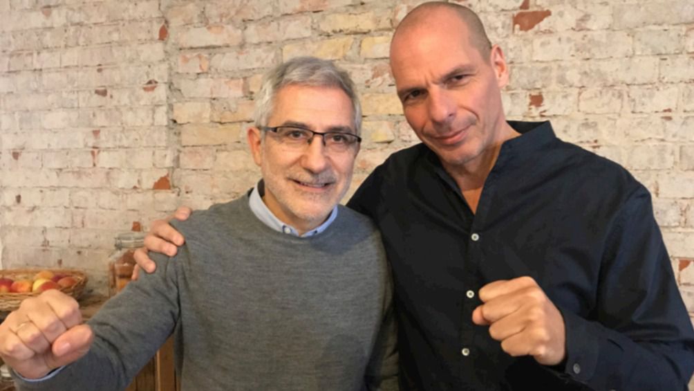 Gaspar Llamazares y Yanis Varoufakis, durante la pasada reunión de Berlín en la que se aprobó el programa de European Spring