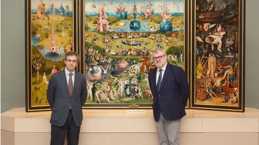 Miguel Falomir, director del Museo del Prado, y Rafael Fernández de Alarcón, director de Marca, Patrocinios y Medios de Telefónica