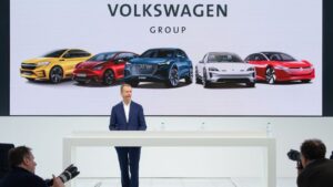 Herbert Diess, presidente del grupo Volkswagen, en la presentación del balance económico de 2018