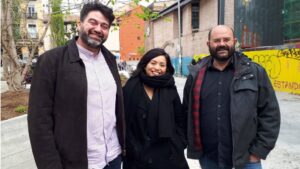 Carlos Sánchez Mato, Rommy Arce y Pablo Carmona, número uno, dos y tres, respectivamente, de la lista de Madrid en Pie Municipalista