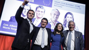 Albert Rivera e Inés Arrimadas con Manuel Valls y Vargas LLosa.