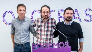 Imagen de Errejón, Iglesias y Espinar criticada por el Círculo Feminista.