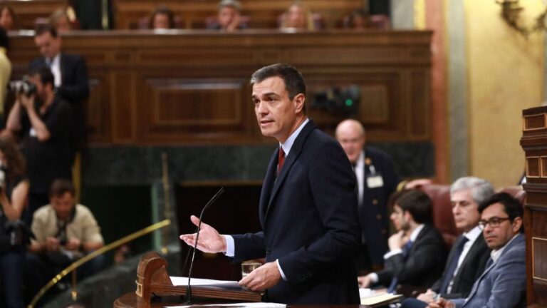 Pedro Sánchez, presidente del Gobierno en funciones, durante su discurso de Investidura