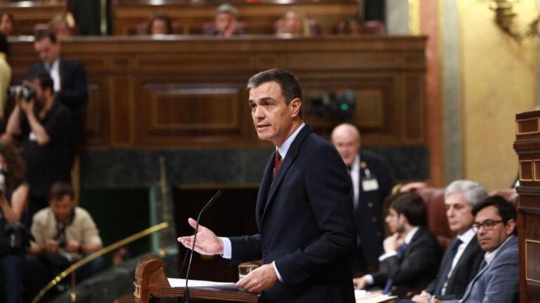 Pedro Sánchez, presidente del Gobierno en funciones, durante su discurso de Investidura