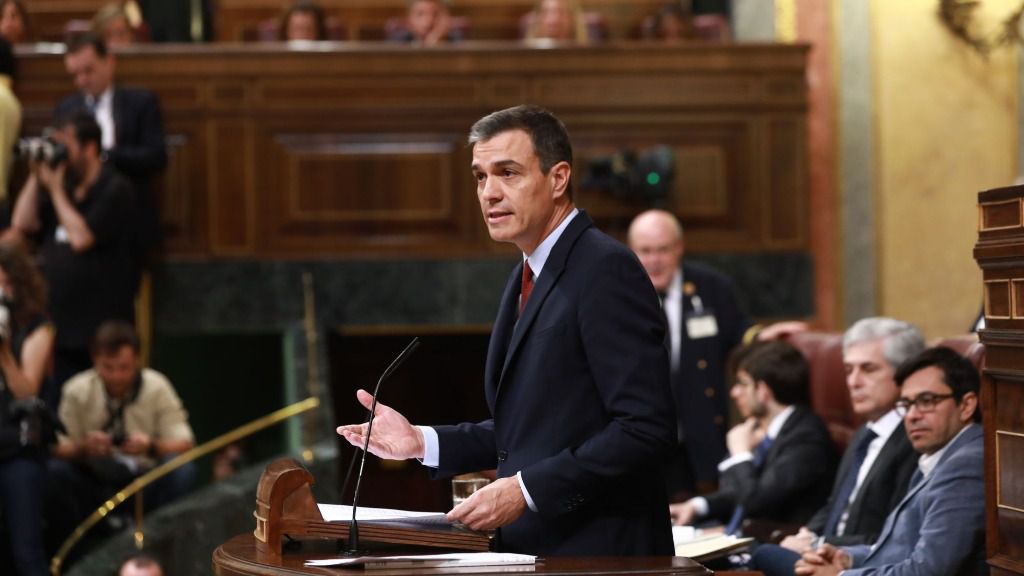 Pedro Sánchez, presidente del Gobierno en funciones, durante su discurso de Investidura