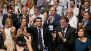 Pablo Casado, Mariano Rajoy y Soraya Sáenz de Santamaría.